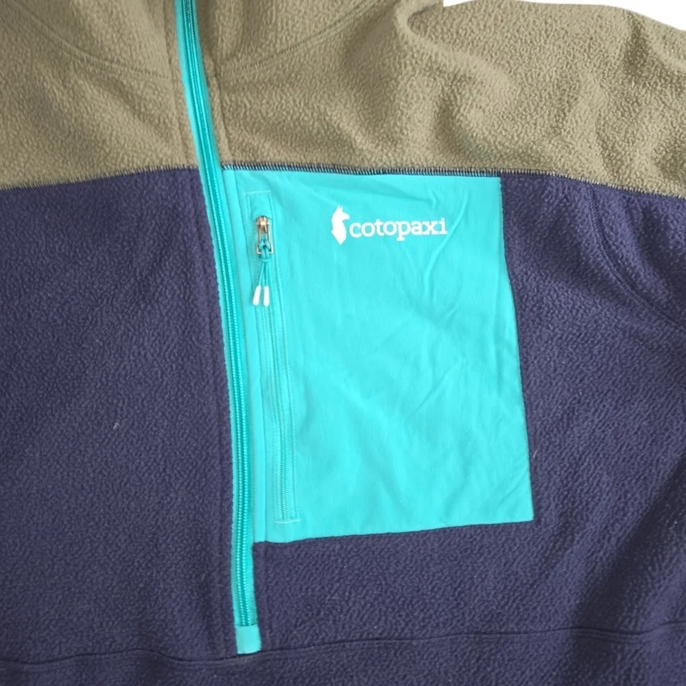 Cotopaxi Men's Abrazo Navy + Teal 1/2 Zip Fleece Pullover Jacket Size XXL
